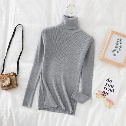 2025 Women Turtleneck Sweater Knitted Soft Pullovers Cashmere Jumpers Basic Solid Soft Sweaters Women Autumn Winter Casual Top - Smarsty