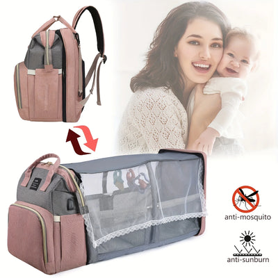 Mommy Bag Lightweight Portable Folding Crib Bed Large-capacity Travel Maternity Bags Baby Backpack Female Mommy Outting Bag by Smarsty