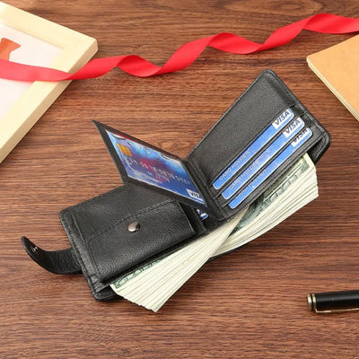 Men Wallets Leather Zipper Purse Man Slim Card Horders Quality Male Short Multi-card Wallet Coin Pocket Purse - Smarsty