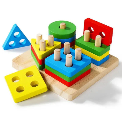 Montessori Wooden Sorting Stacking Toys Puzzle for Toddlers and Kids Preschool Fine Motor Skill Toy for 1 Years - Smarsty