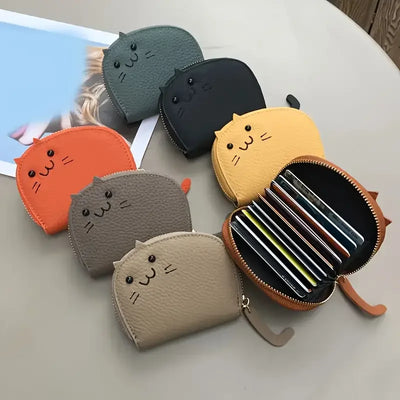 Cartoon Cat shaped design Wallet Women's Multi-card slots Holder Cute Fashion Faux Leather Coin Purse Creative ID Card Holder - Smarsty