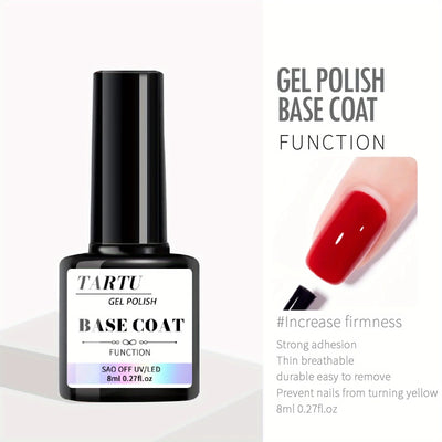 1pc/2pcs/3pcs/4pcs 8Ml Functional Gel Nail Art Set with Base Coat and Diamond Top Coat, Matte Top, Soak Off Gel Nail Polish