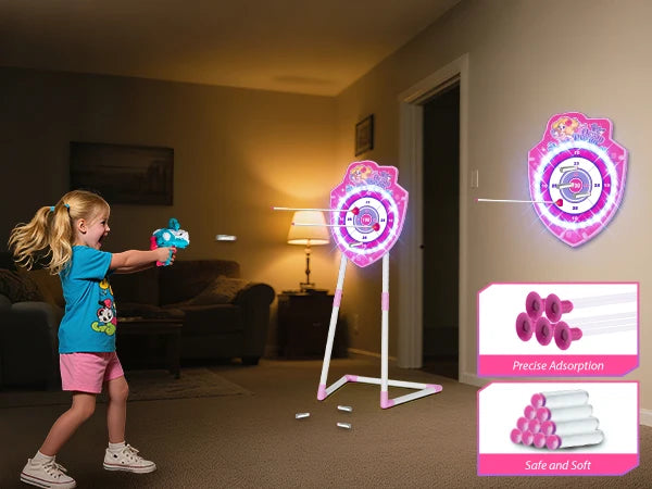 VATOS Night-Light Bow Arrow Guns Toy For Girls Archery Stand Target Board Indoor Outdoor Game Toys Kids Christmas Birthday Gift