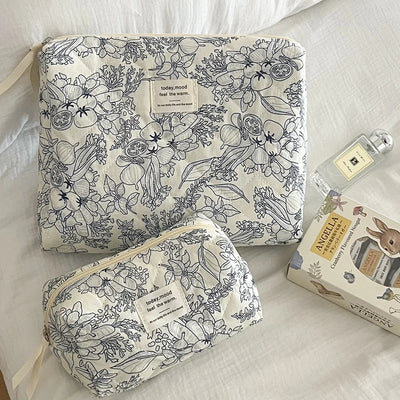 Vintage Flower Cosmetic Bag Portable Makeup Organizer - Smarsty
