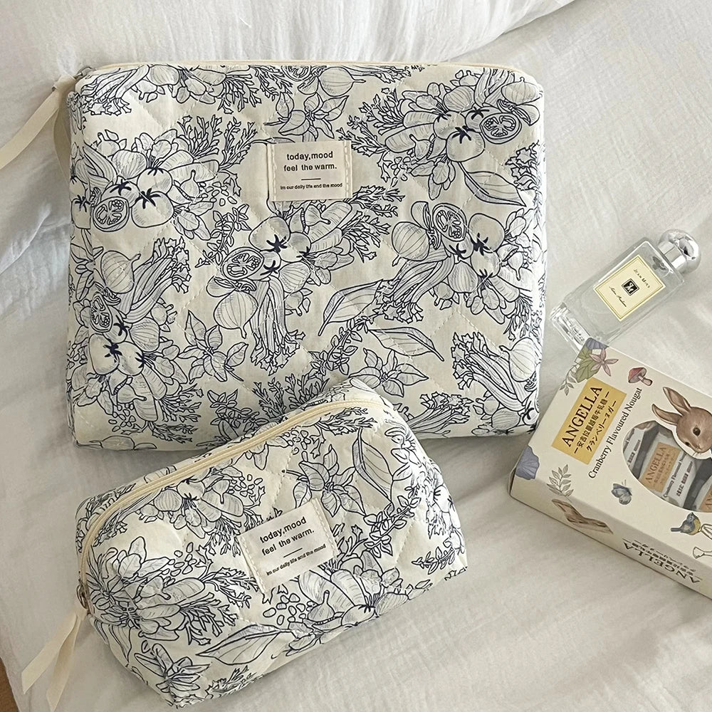 Wholesale Vintage Flower Women Cosmetic Bag Portable Zipper Makeup Travel Organizer Female Handbag Toiletry Quilting Pouch - Smarsty