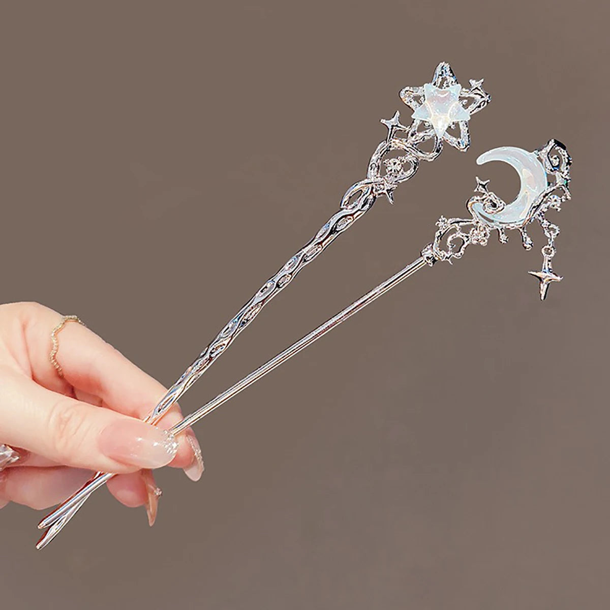 Vintage Moonstone Star Hair Sticks Elegant Hair Accessories - Smarsty