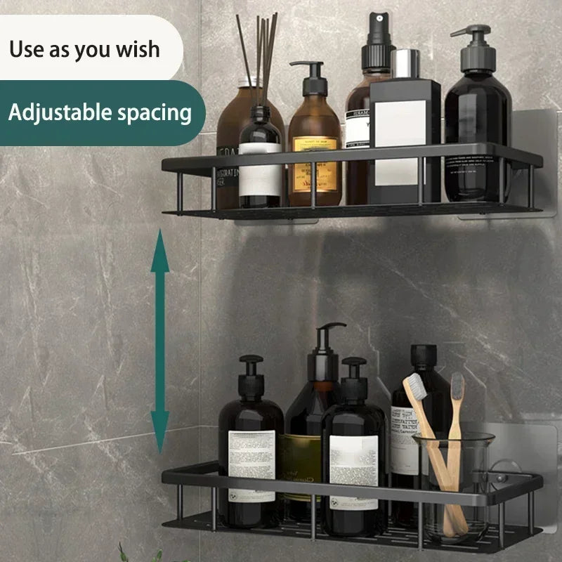 Aluminum Alloy Bathroom Shelf No Drill Storage Solution - Smarsty