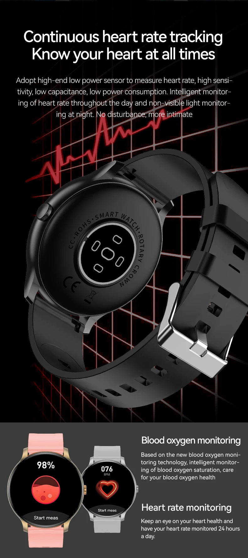 Smart Watch with Heart Rate and Sleep Monitor - Smarsty