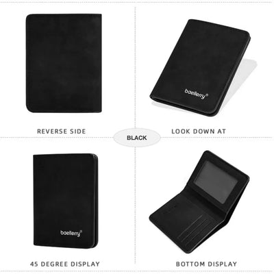 Thin Sanded Leather Multi-Card Driver's License Card Holder Simple Casual New Business Multi-Function Bifold Men's Short Wallet - Smarsty