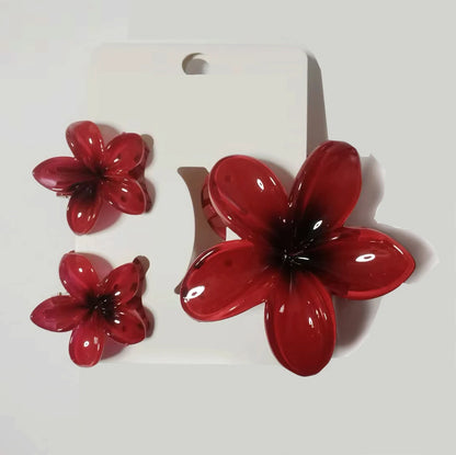 Pack Of 3 Flower Claw Clips Beach Summer Hair Accessories - Smarsty