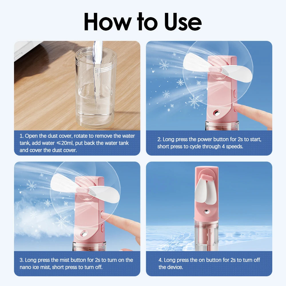 Portable Mini Handheld Humidifier Fan with Mist - Smarsty