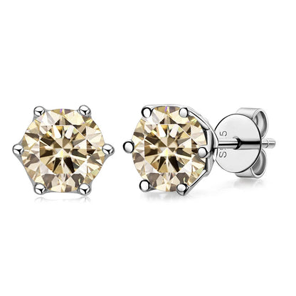 Moissanite Stud Earrings Sterling Silver VVS D Sparkle - Smarsty