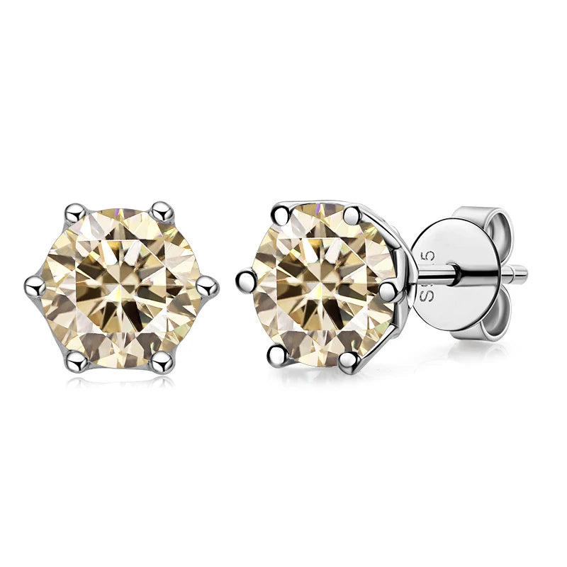 Moissanite Stud Earrings Sterling Silver VVS D Sparkle - Smarsty