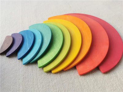 High Quality Wooden Toys Lime Wood Rainbow Arch Stacking Blocks Building Semi Color Sorting Peg Dolls Balls Slat for Kids Play - Smarsty