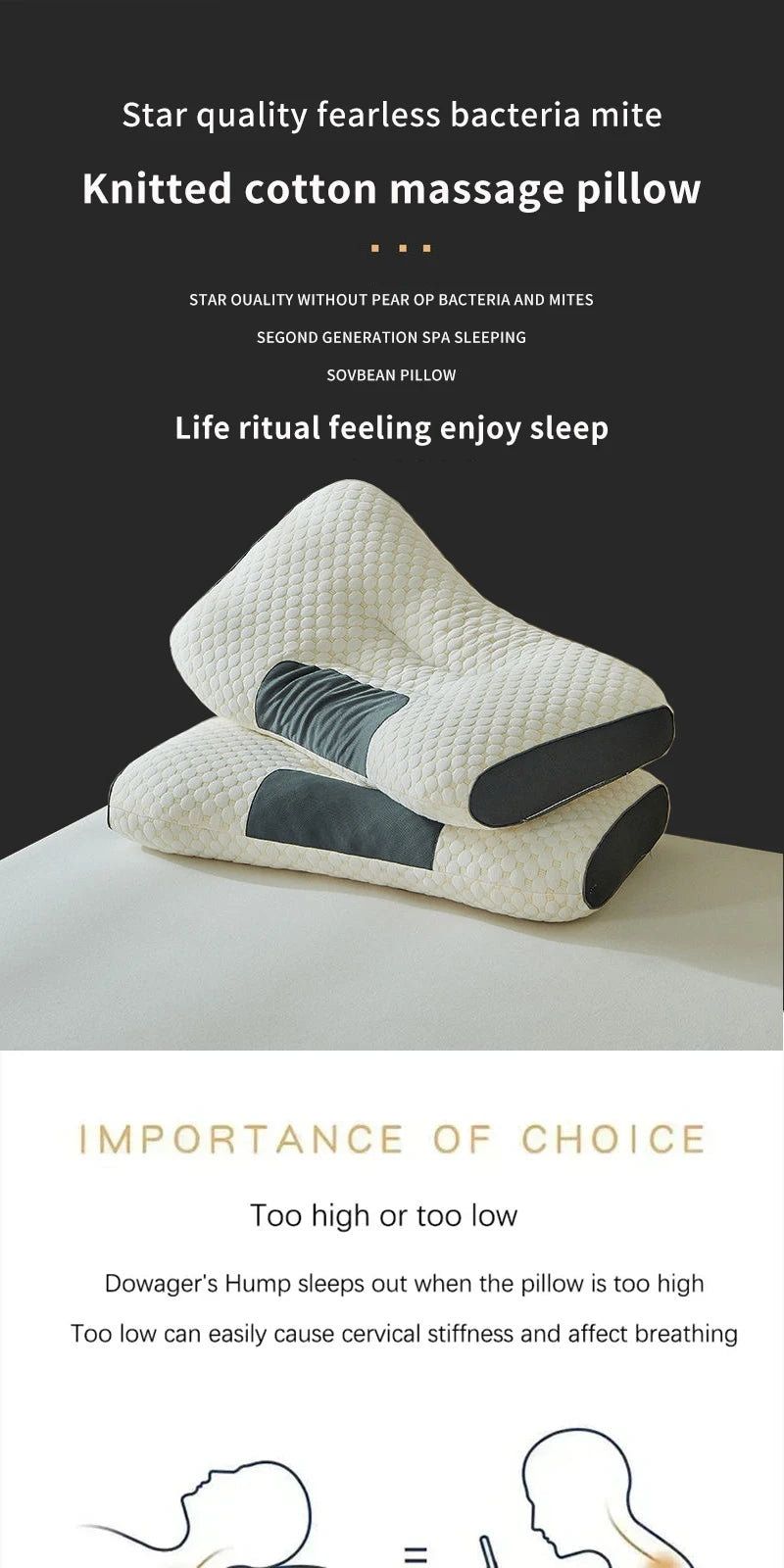 Cervical Neck Pillow for Sleep and Massage Support - Smarsty
