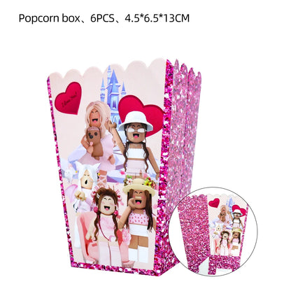 Pink Roblox Birthday Party Decorations Tableware Set - Smarsty