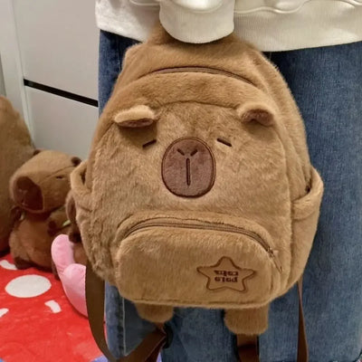 Kawaii Capybara Plush Backpack for Women Versatile Cartoon Funny Capibala Crossbody Bag aLrge Capacity Tote Bag - Smarsty