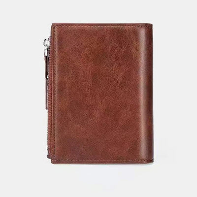 Men's Coin Purse Wallet RFID Anti-theft Man Leather Wallet Zipper Business Card Holder Money Bag Wallet Male - Smarsty
