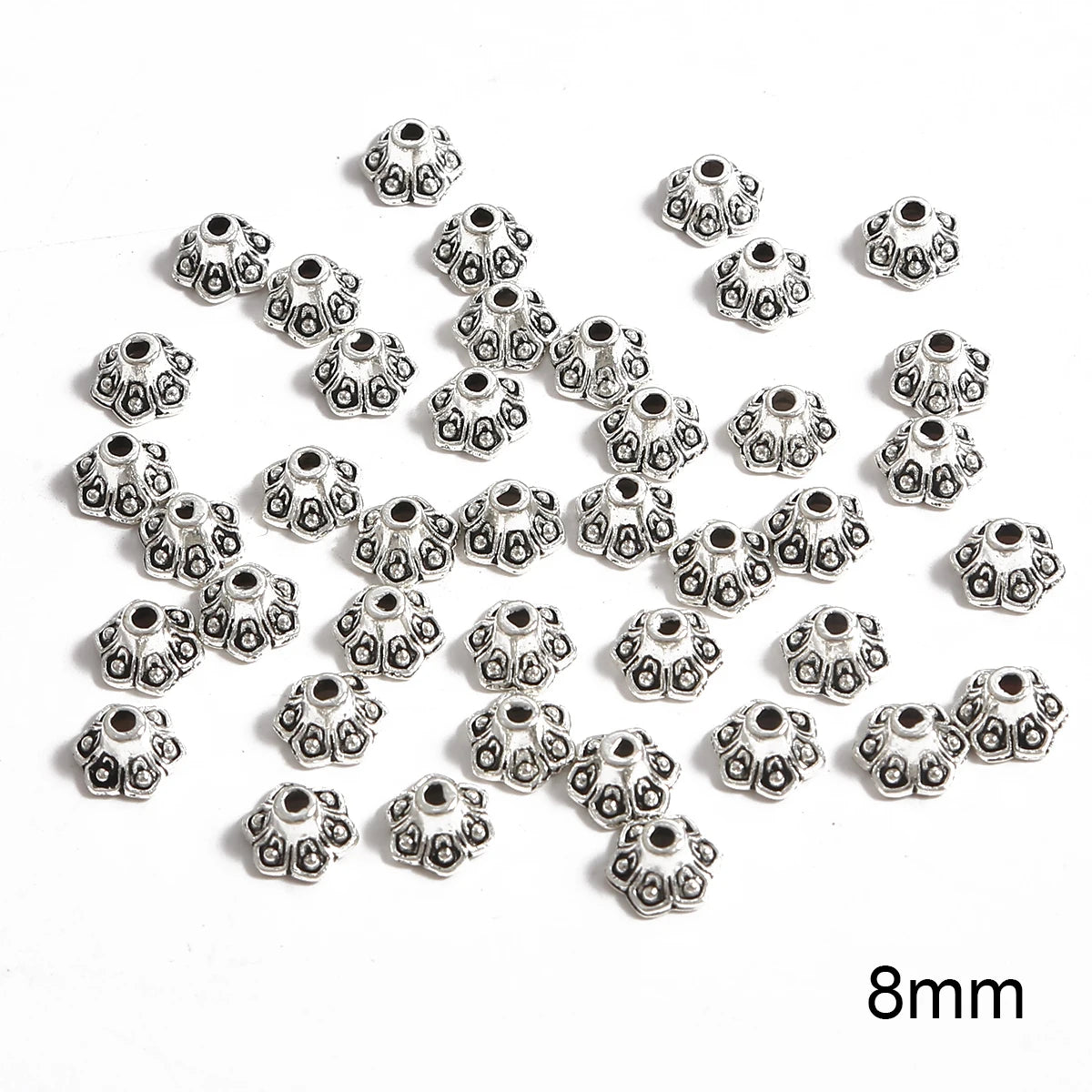 50pcs Tibetan Silver Leaf Flower Bead Caps for Jewelry Making - Smarsty