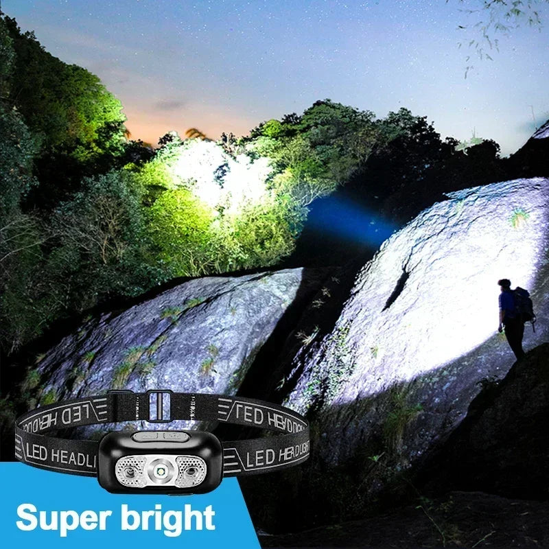 Strong Light Headlamp Mini Led Night Fishing Powerful Torch Head Lamp Outdoor Waterproof Camping Portable LED Sensor Headlamps by Smarsty
