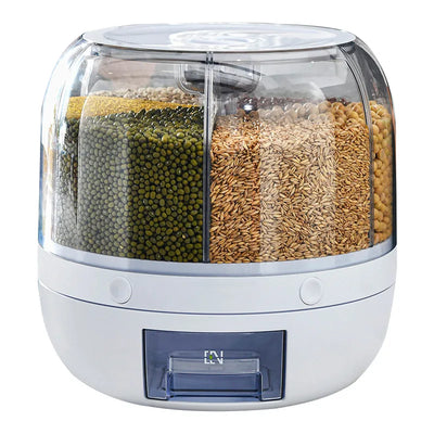 360 Degree Rotating Rice Dispenser Sealed Dry Cereal Grain Bucket Dispenser Moisture-proof Kitchen Food Container Storage Box by Smarsty