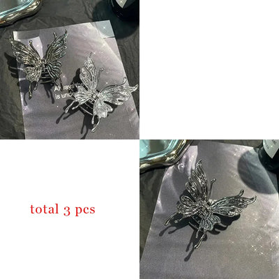 Large Hollow Butterfly Hair Claw Set Stylish Elegant Alloy - Smarsty