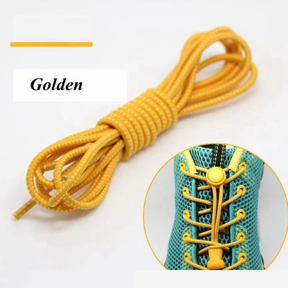 1 Pair 22 Colors Elastic Shoelaces Round Locking No Tie Shoe Laces Kids Adult Quick Lazy Laces Rubber Sneakers Shoelace T1 - Smarsty