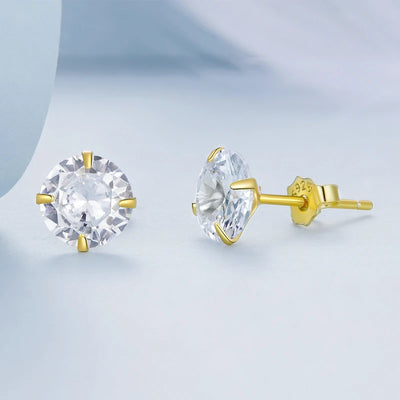 Bamoer CZ Stud Earrings 925 Sterling Silver Platinum Plated Round Cubic Zirconia Hypoallergenic Barbell Earrings 4-7mm - Smarsty