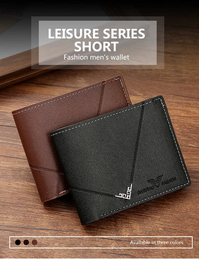 Men's Slim Money Clip Wallet Credit Card ID Holder Casual Male Leather Short Multi Card Holder Purses Business Man Bifold Wallet - Smarsty