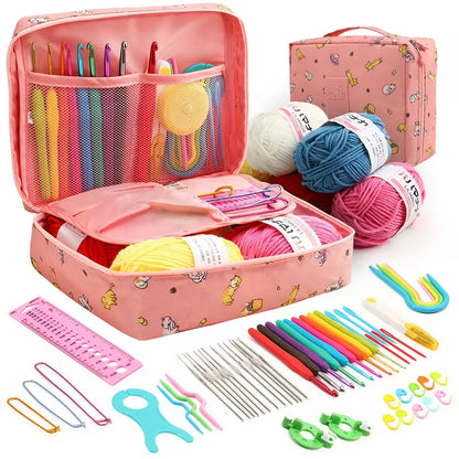 Portable Crochet Knitting Set with 59 Pieces and Storage Bag - Smarsty