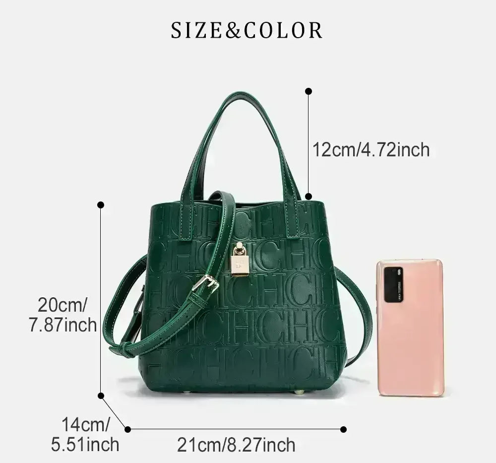 Large Capacity Handbag With Lock Design Luxury Crossbody - Smarsty