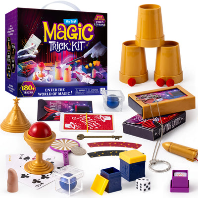 JOYFY 180+ Magic Set Kids Magic Trick Kit Amazing Magician Toy with Step-by-Step Video Lessons for Kids Easy Tricks