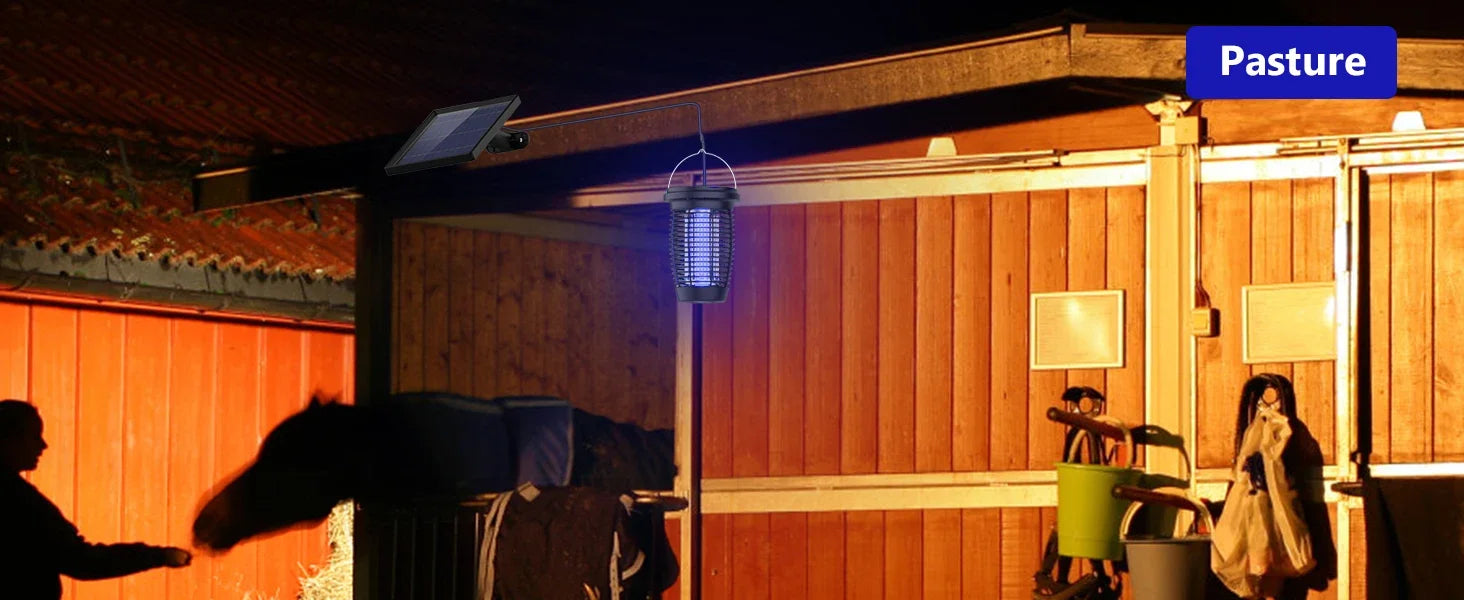 Solar Bug Zapper 2-in-1 Mosquito Killer Lamp Indoor 4500V Fly Zapper Outdoor Solar Powered with Rechargeable Insect Fly Trap