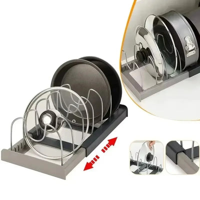 Expandable Pots and Pans Storage Rack for Cabinets Pot and Lid Holder with 6 Adjustable Shelves for Kitchen Organization Tools by Smarsty