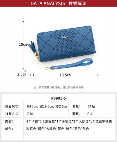 Zipper Money Coin Purse Women Card Holder Long PU Leather Clutch Wallet Large Capacity Lady Wristlet Phone HandBags Money Pocket - Smarsty