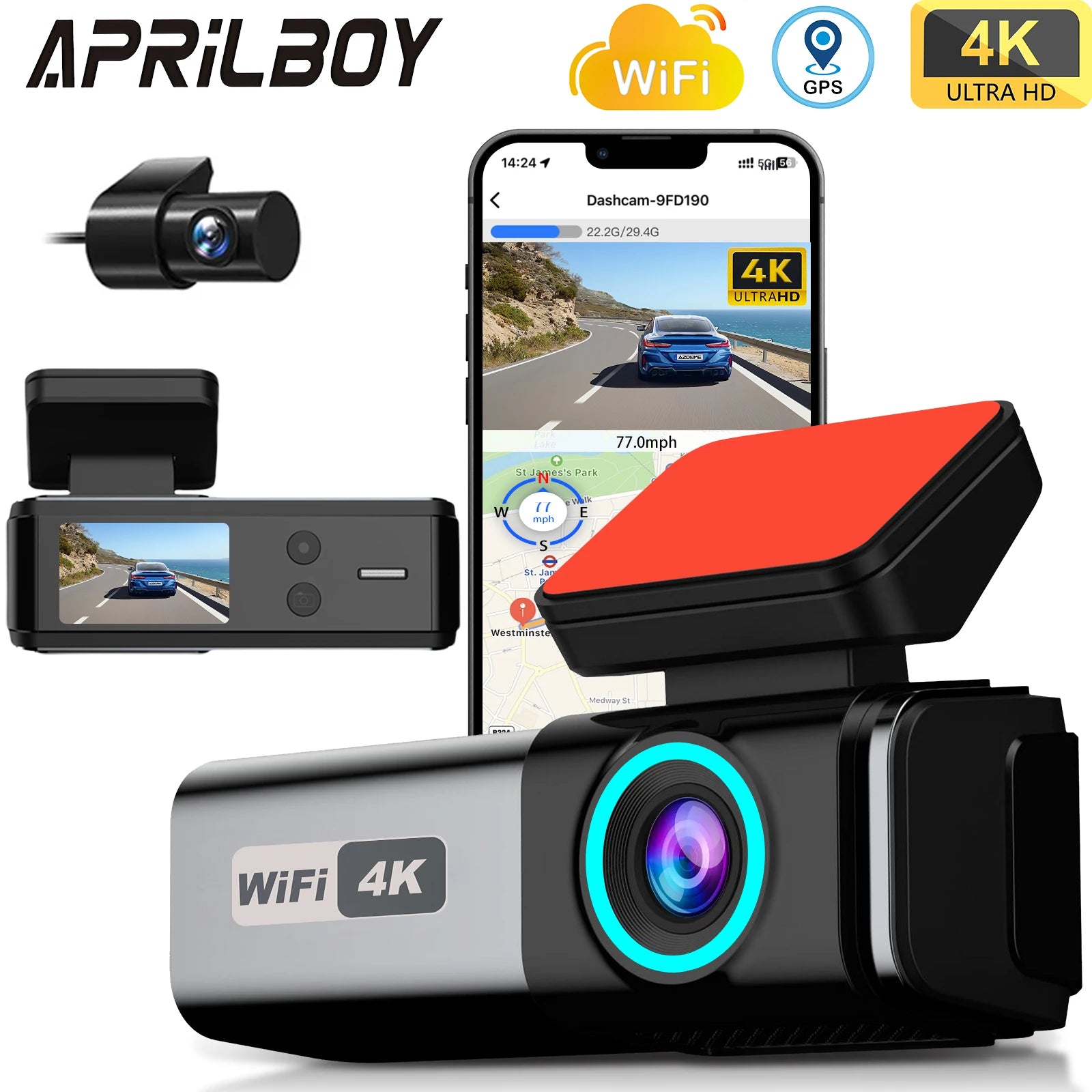 Stunning 4K Dash Cam Front And Rear Night Vision Wifi - Smarsty