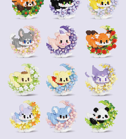 Mini Dog Cat panda raccoon Cute Pet Small Building Block Model Series Ornaments Children's Toy Christmas Birthday Gifts for Kids by Smarsty