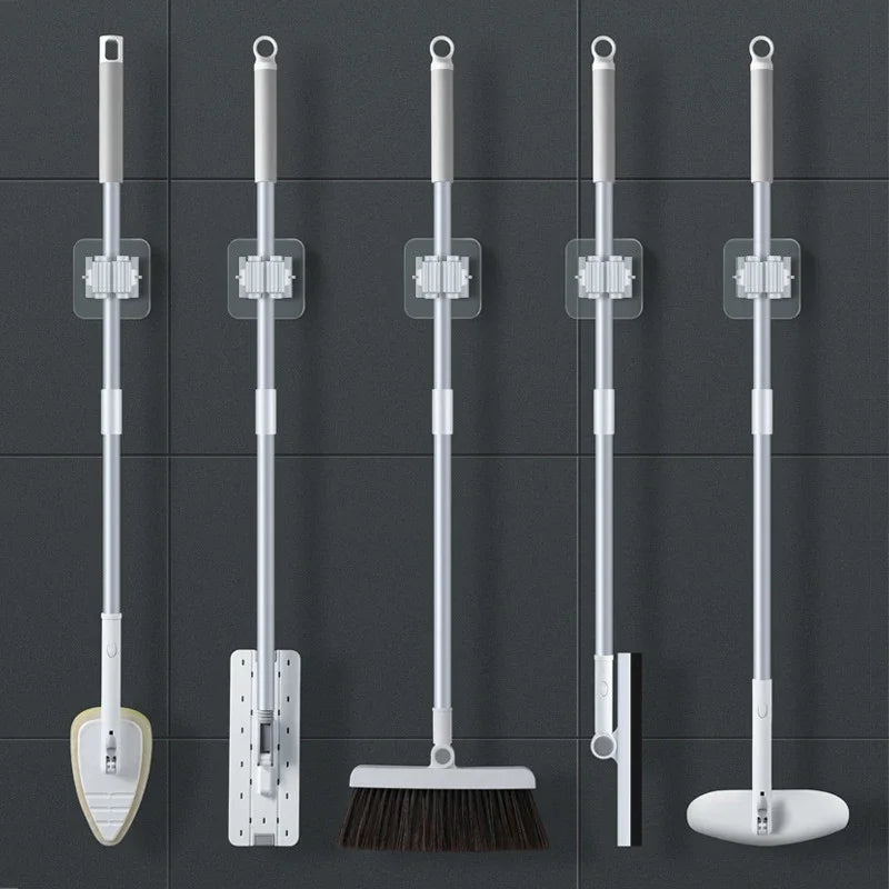 Mop Storage Storage Rack Bathroom Suction Hanging Pipe Traceless Mop Clip Broom Hanger Wall-Mounted Waterproof Mop Rack by Smarsty