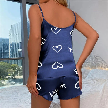 Women Ice Silk Pajamas Sleepwear Pajama Set Camisole Shorts L XL XXL Gray Pink Low Cut Comfortable Casual Summer - Smarsty