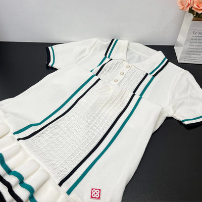YuooMuoo Chic Fashion Sexy Package Hips Knitted Mini Dress 2025 Summer Vintage Turn-down Collar Ruffled Party Dress Streetrwear - Smarsty