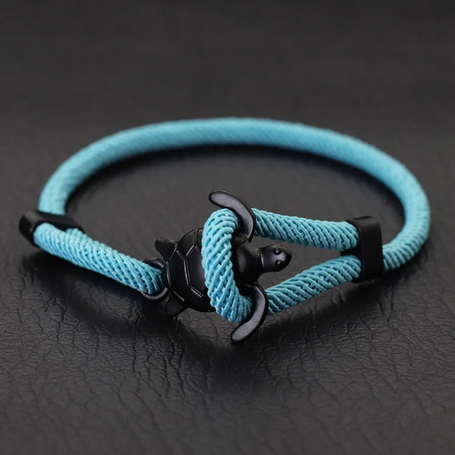 Adjustable Men Marine Turtle Rope Bracelet Nautical Wrap - Smarsty