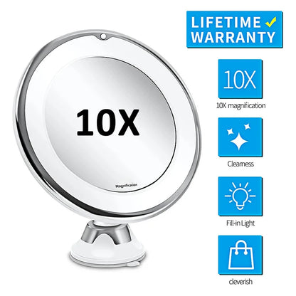 10x Magnifying LED Vanity Mirror with Touch Screen - Smarsty