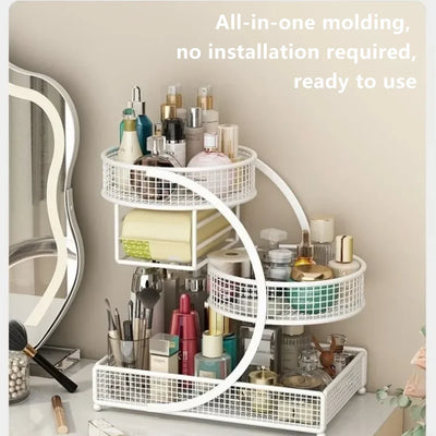 1pc Metal Makeup Storage Rack Cosmetic Organizer Dresser Multi-layer Skincare Organizing Box Lightweight No-Installation Home - Smarsty
