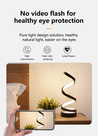 Dimmable LED Spiral Table Lamp for Modern Bedrooms - Smarsty