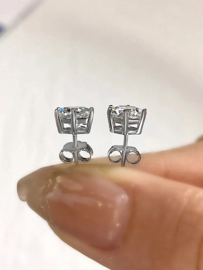 D Color Certified Moissanite Stud Earrings 925 Sterling - Smarsty