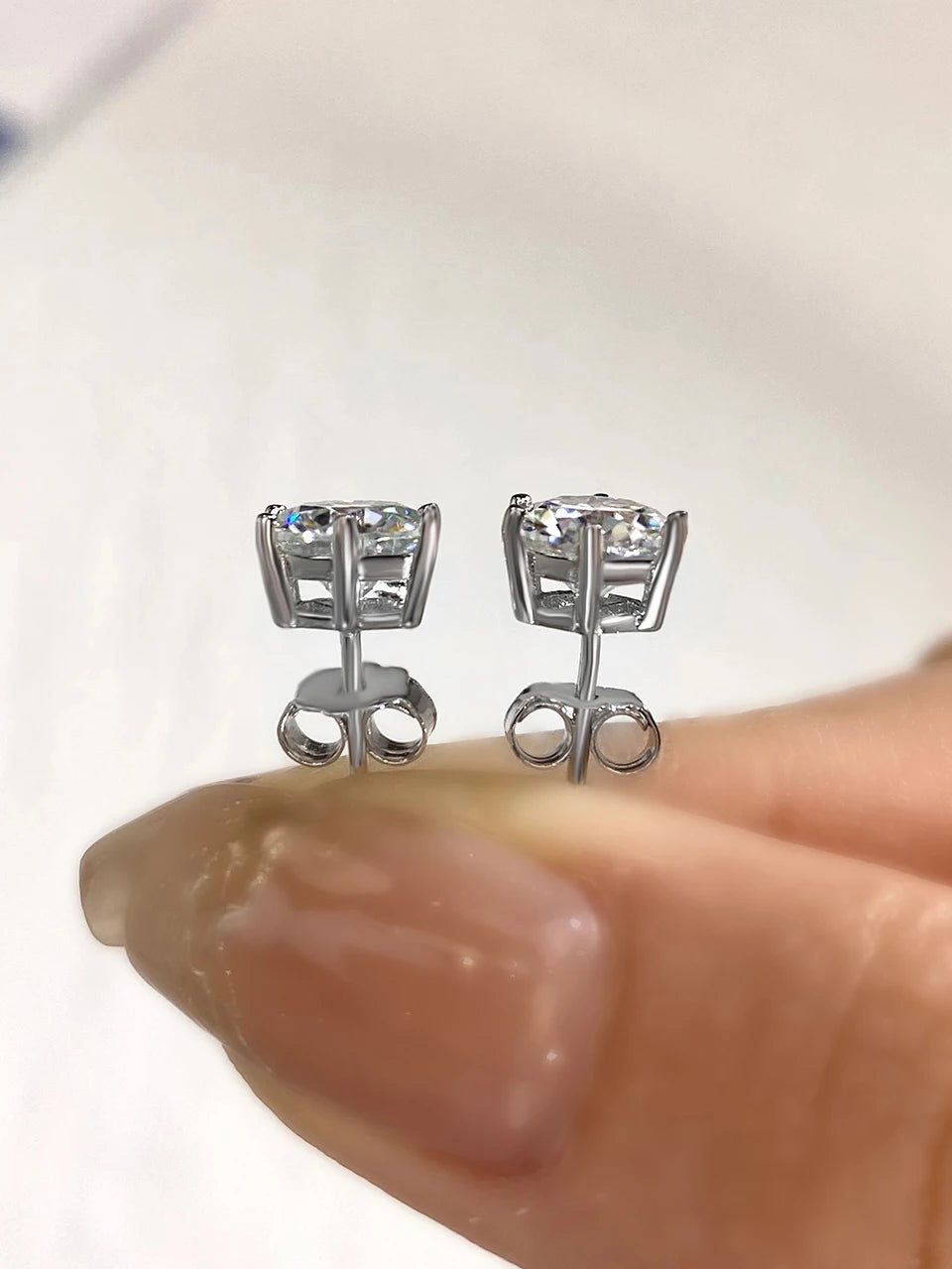 D Color Certified Moissanite Stud Earrings 925 Sterling - Smarsty