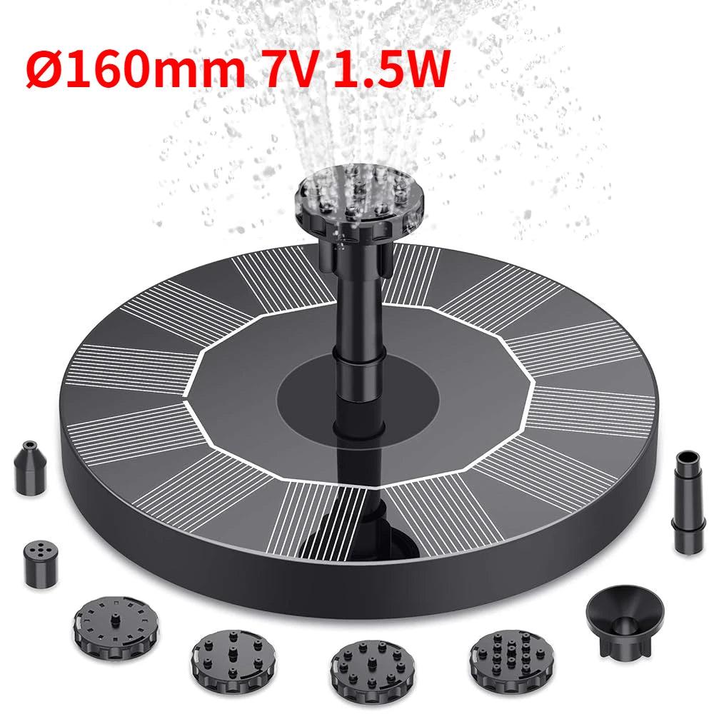 Outdoor Solar Fountain Pump Kit with 6 Nozzles - Smarsty