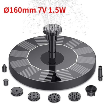 Outdoor Solar Fountain Pump Kit with 6 Nozzles - Smarsty
