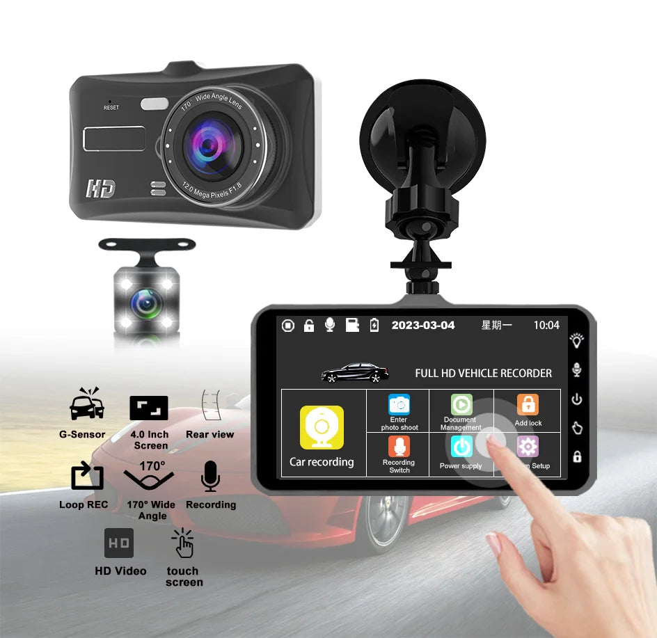 1080P Dash Cam With Night Vision Front And Rear Recording - Smarsty