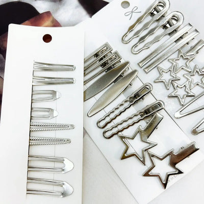 24 Pcs Silver Metal Hairpins for Fashionable Women - Smarsty